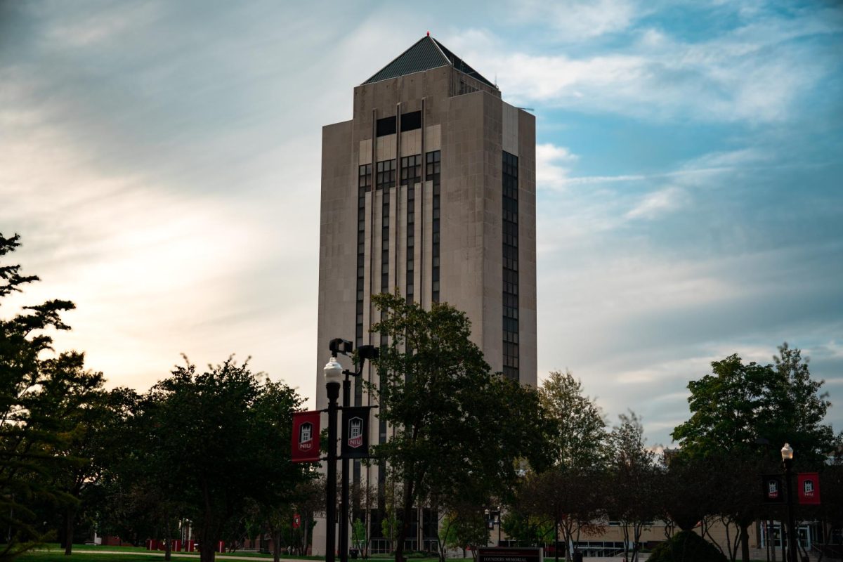 The Holmes Student Center towers over MLK Commons. NIU’s Instructors Union bargained for higher wages on Thursday in the Lincoln Room of the Holmes Student Center. (Photo courtesy of Dinesh Medidi)