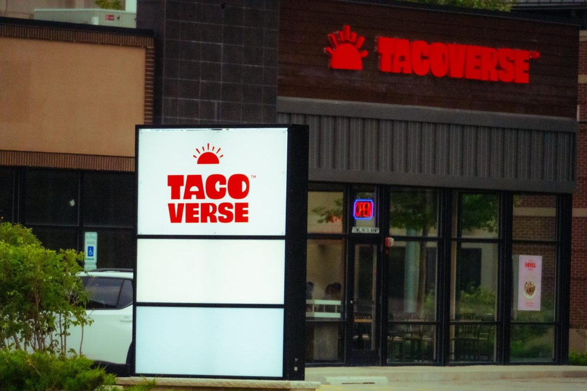 Tacoverse’s sign is displayed toward drivers on West Lincoln Highway. Tacoverse's first location at 701 W. Lincoln Highway is soon to be joined by locations in Crete, Indiana and Pontiac, Illinois. (Totus Tuus Keely | Northern Star)
