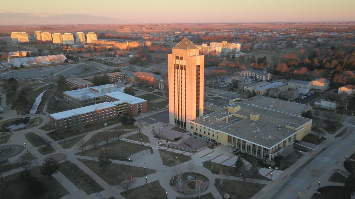 An overhead shot of MLK Commons and the Holmes Student Center. "Well-O-Ween" features nine different events designed to help the community with addiction and mental health. (Totus Tuus Keely | Northern Star)