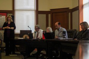 NIU's University Council is pictured at its meeting on April 2. The University Council discussed the implementation of a shared service model to NIU’s Department of Information Technology at its meeting Wednesday in Altgeld Hall. (Northern Star File Photo)