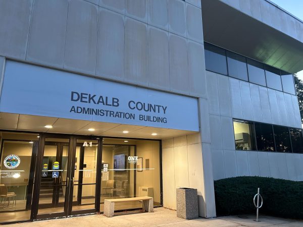 The DeKalb County Administration Building, which holds the clerk and recorder’s office, sits open. In preparation for Dekalb’s General Primary Election on March 17, the DeKalb County Clerk and Recorder’s Office announced the locations and times of petition filings for nomination and election. (Austin Lamb | Northern Star)