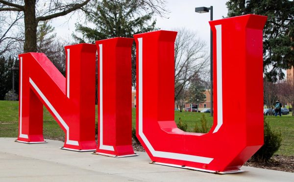 The NIU sign sits on a cloudy day. NIU has been named a 2025 finalist for the Excellence in Student Success Award by the Association of Public and Land-grant Universities. (Northern Star File Photo)