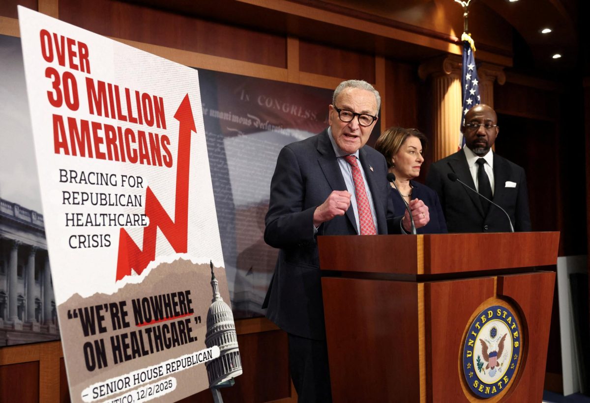 U.S. Senate Democratic Leader Chuck Schumer speaks following Senate votes on competing healthcare plans, on Dec. 11 at the U.S. Capitol. Assistant Opinion Editor Lupita Diaz believes America should move toward implementing universal healthcare rather than move further away from it. (REUTERS | Kevin Lamarque)