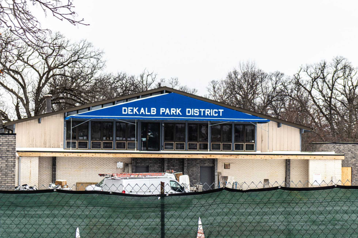 Hopkins Pool, 1403 Sycamore Road, is under construction on Thursday. The DeKalb Park District is holding a contest for the renaming of the pool. (Marco Alvarez | Northern Star)
