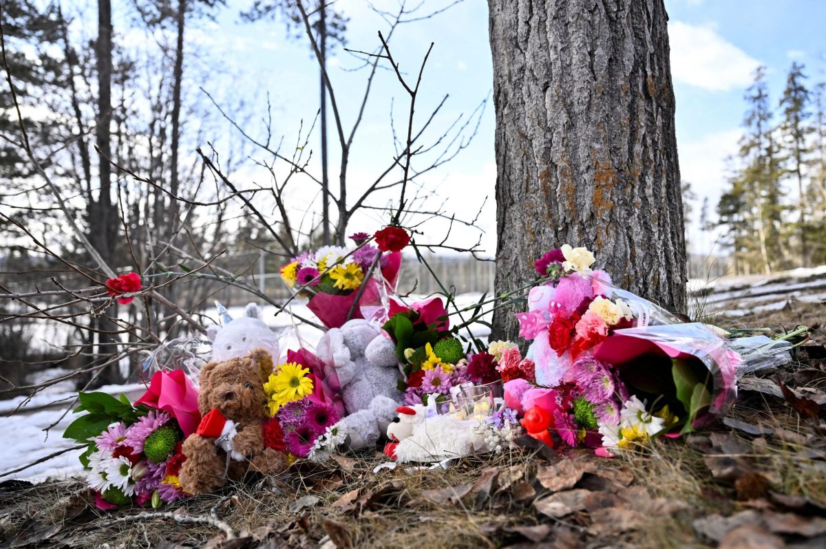 Flowers and toys are propped up in memoriam on Wednesday at the site of a high school mass shooting in Tumbler Ridge, B.C., Canada. Opinion Editor Gabe Santos thinks American conservatives using the deaths of these innocent people and children as a base for ignorant political views and bigotry is cruel, inconsiderate and borderline inhuman. (REUTERS | Jennifer Gauthier)