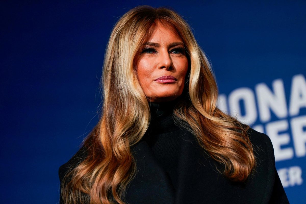 U.S. first lady Melania Trump poses for a photo on Feb. 20, 2026, at the Flag Hall of the Smithsonian's National Museum of American History in Washington, D.C. Her self-titled film, "Melania," followed her preparation for returning to the first lady role. (REUTERS/Elizabeth Frantz)
