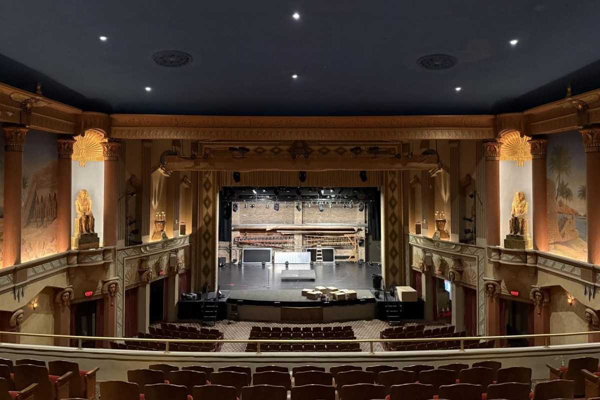 The house lights are on while the curtains are drawn at the Egyptian Theater, 135 N. Second St. The theater will hold a showing of "Mad Max: Fury Road" as part of its Countdown to the Oscars Film Series from 7 p.m. to 8:30 p.m. Tuesday. (Northern Star File Photo) 
