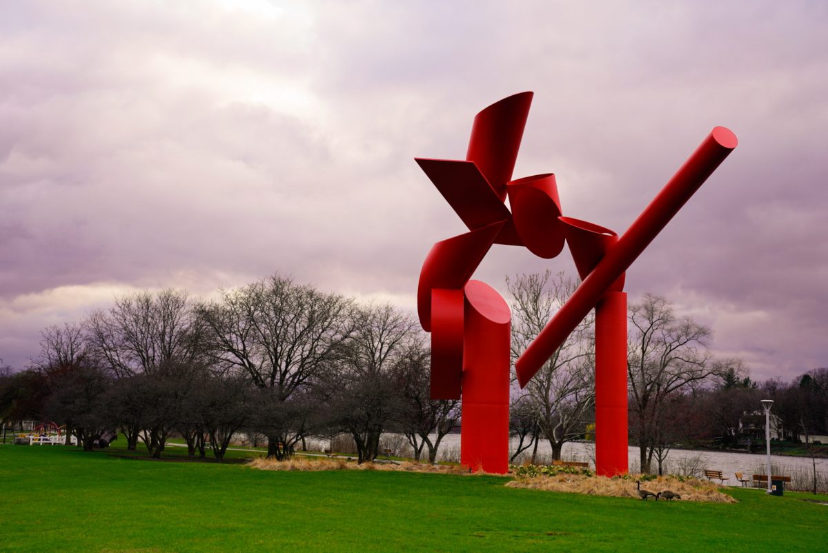 The Rockford symbol sits in front of the Rock River inside Sinnissippi Riverfront Park, 1705 N. second St. in Rockford. The Rockford Promise scholarship has surpassed 1,000 students awarded, helping recipients attend college tuition-free and encouraging graduates to give back to the community. (Ty McWilliams | Northern Star)