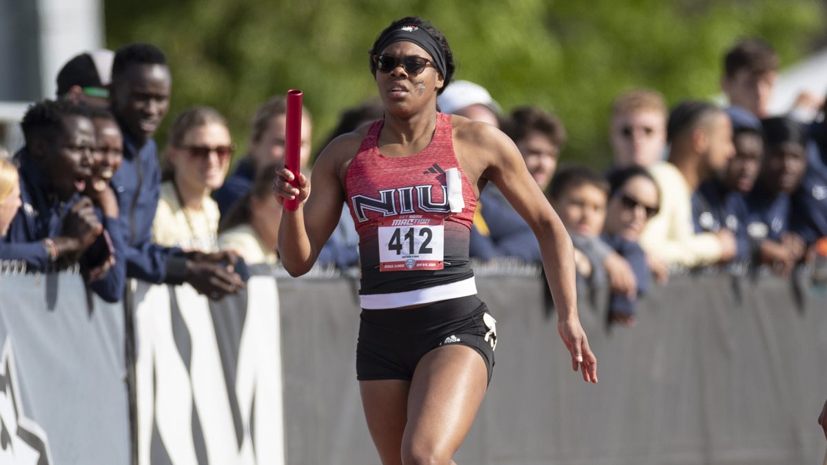 NIU track and field graduate student Roshell Rowe competes at the Huskie Classic on May 3. Rowe earned a personal best time in the 200-meter dash at the Illini Deca-Jam on Saturday. (Courtesy of NIU Athletics)